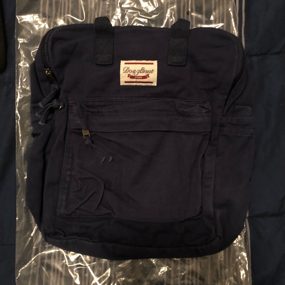 Navy blue canvas backpack